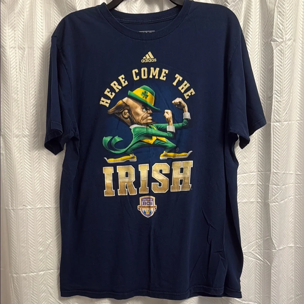 Adidas Dark Blue 'Here Come the Irish' Graphic Tee - Picture 1 of 3